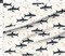 Ocean Under The Sea Marine Life Nautical Beach Waves Sharks Fish Custom Printed Fabric by Spoonflower Various Fabrics by the Yard or Fat Quarter